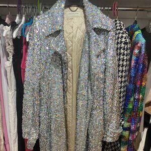 Dries Von Notten Silver Sequin Coat